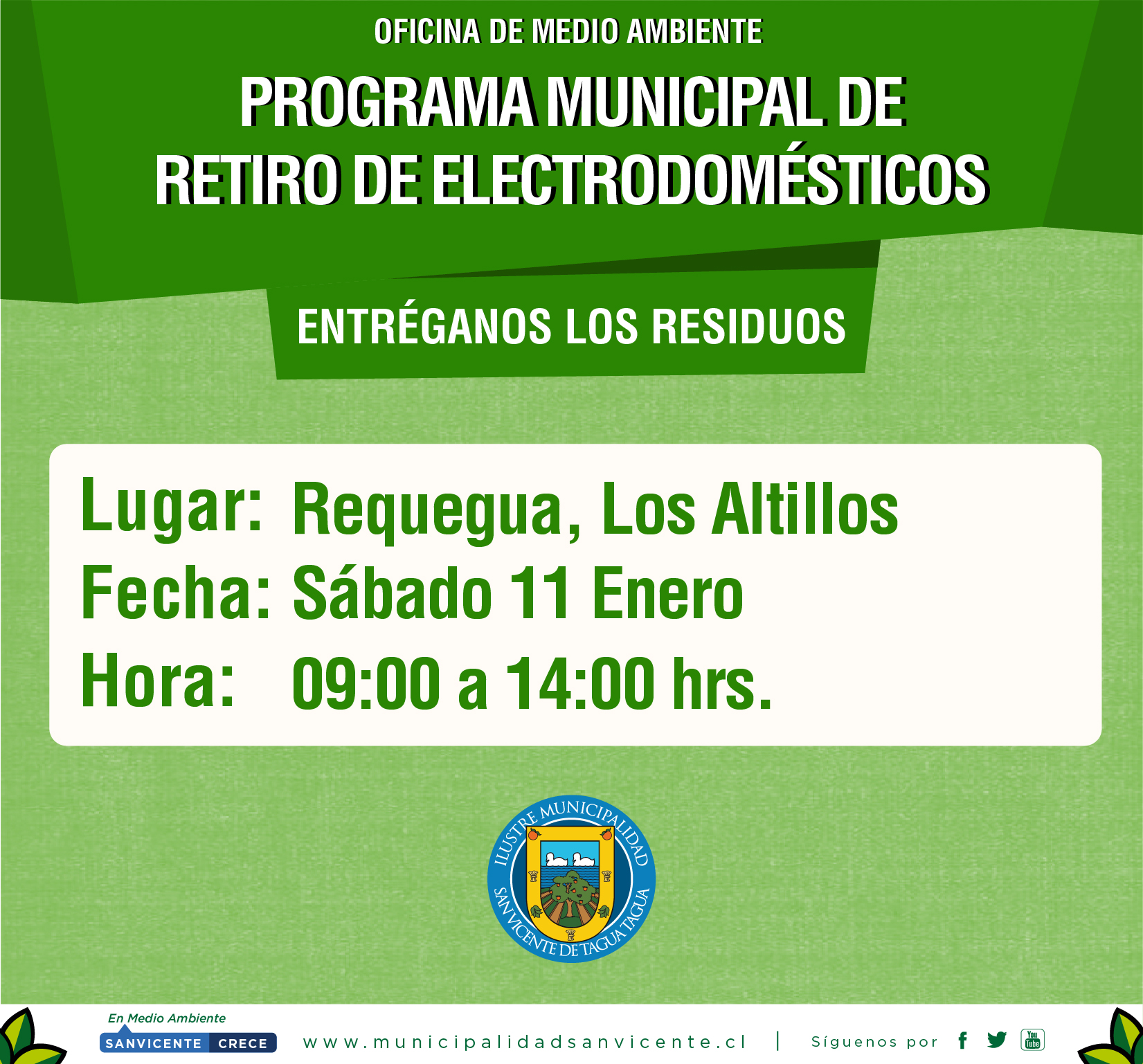 PROGRAMA MUNICIPAL DE RETIRO DE ELECTRODOMÉSTICOS Y MATERIAL RECICLABLE 2020
