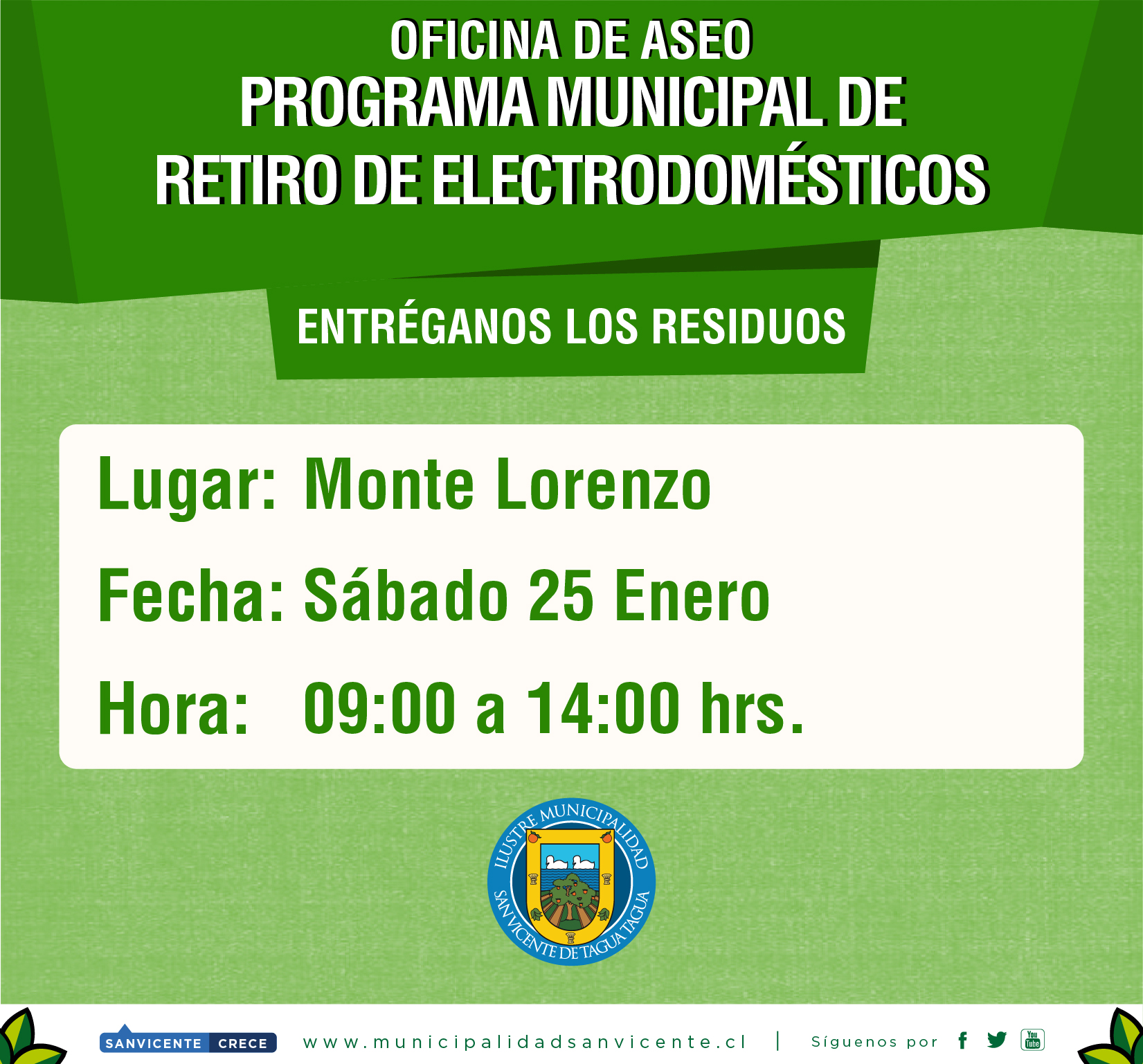 PROGRAMA MUNICIPAL DE RETIRO DE ELECTRODOMÉSTICOS Y MATERIAL RECICLABLE 2020