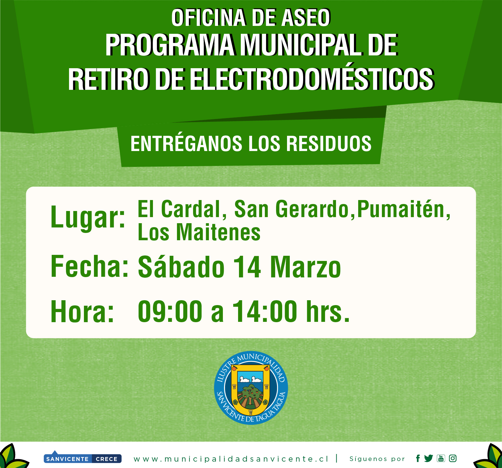 PROGRAMA MUNICIPAL DE RETIRO DE ELECTRODOMÉSTICOS EN DESUSO Y MATERIALES RECICLABLES 2020
